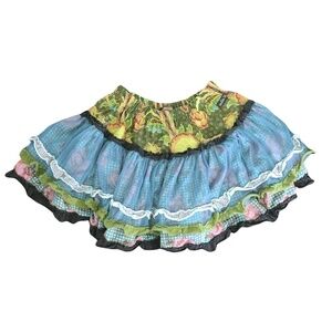 MATILDA JANE Skirt Girls Size 10 Green Multicolor Ruffle